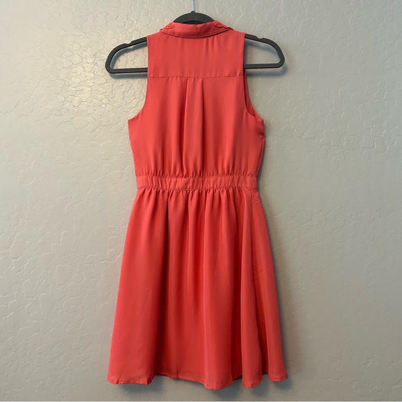 ⭐️LC Lauren Conrad salmon coral color sleeveless dress with lace collar size 0 - Picture 10 of 16